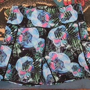 Constantly Varied Gear Black Active Skort with Blue, Pink & Green Skull Print